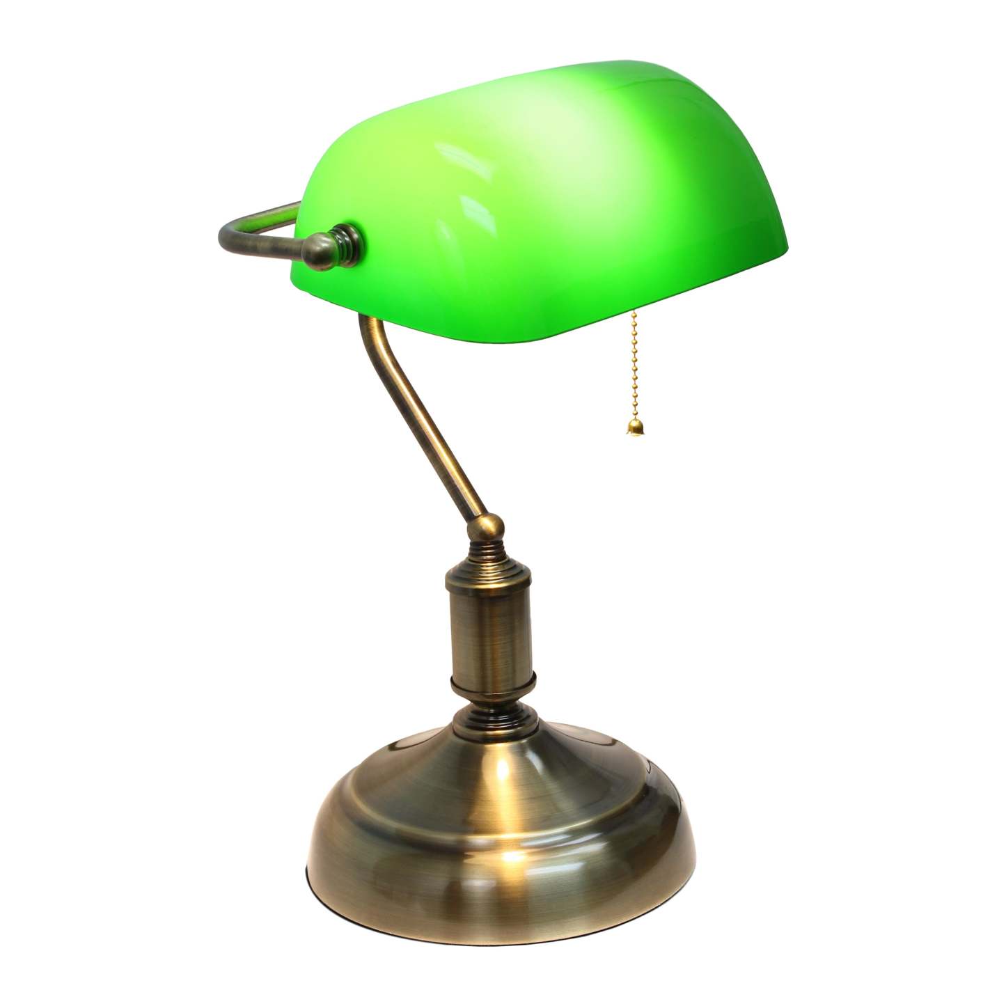 Lampe de bureau/de travail de type banquier Simple Designs avec abat-jour en verre, verte|D212NO0M