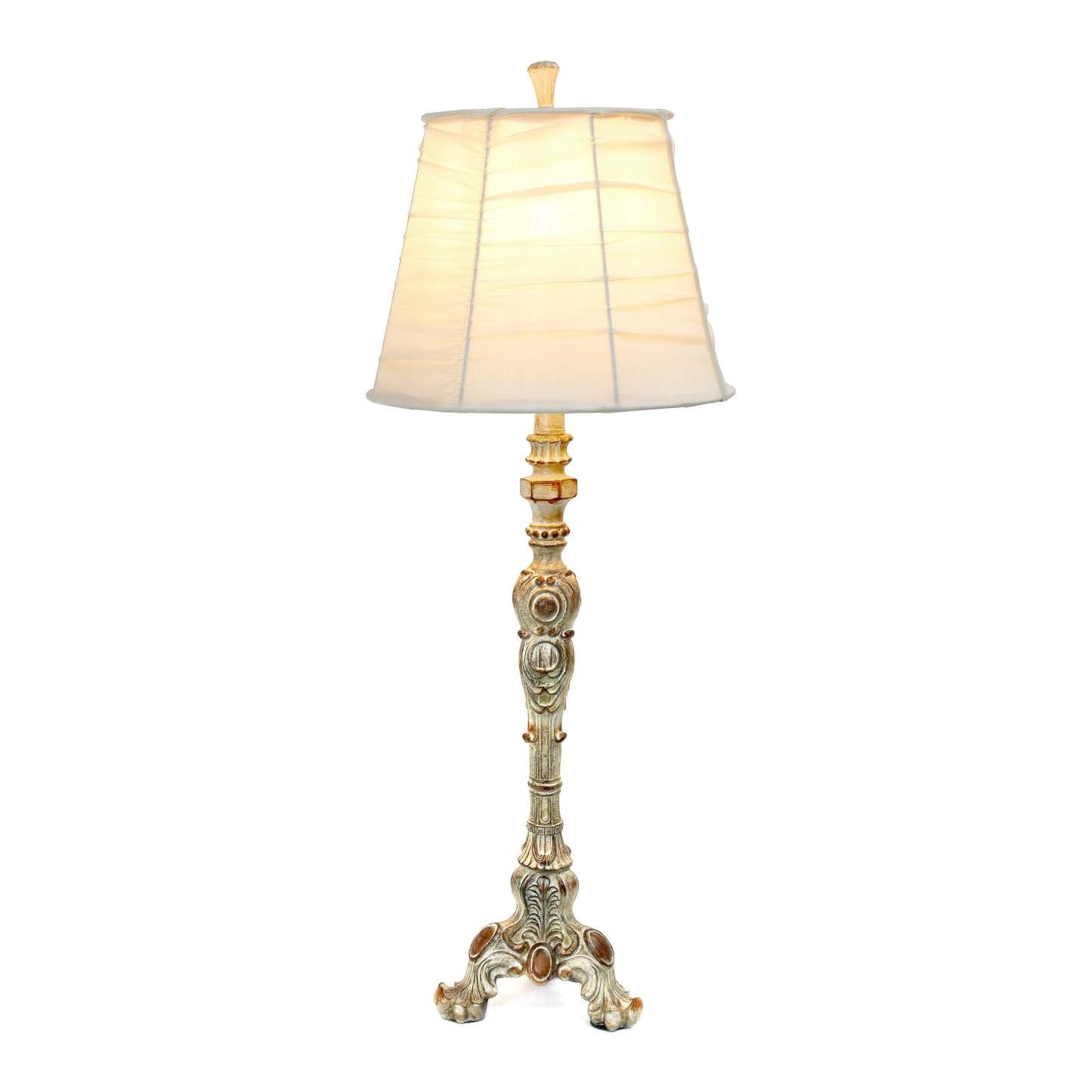 Lampe de table buffet Elegant Designs de style antique avec abat-jour en crème plissé|D225MHPD