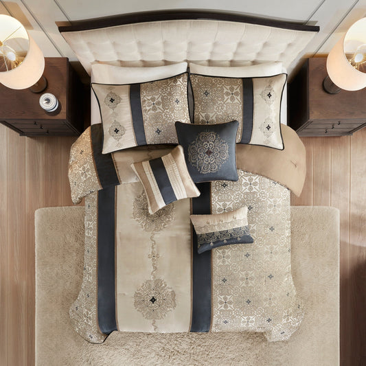 Ensemble de couette jacquard 7 pièces Madison Park Blaine avec coussins décoratifs