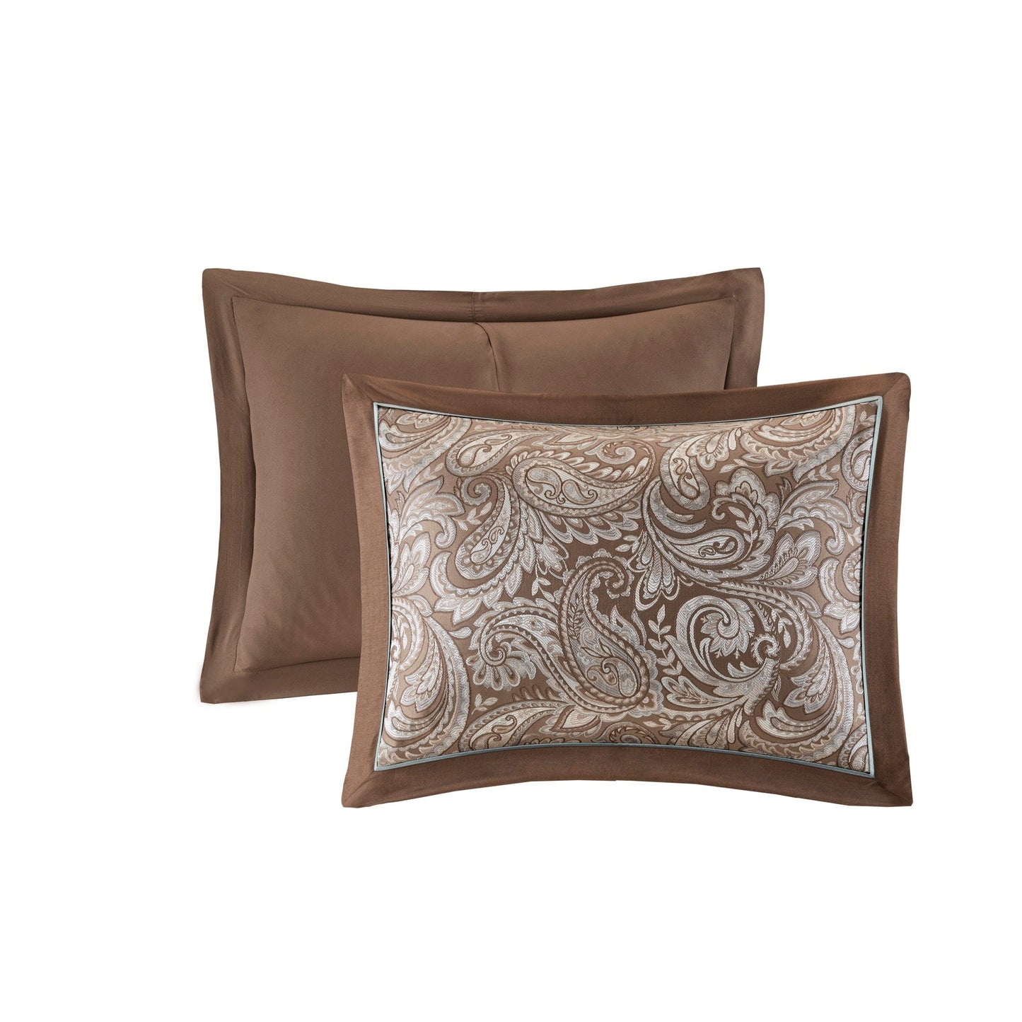 Ensemble de couette 12 pièces Madison Park Whitman bleu/marron avec draps en coton