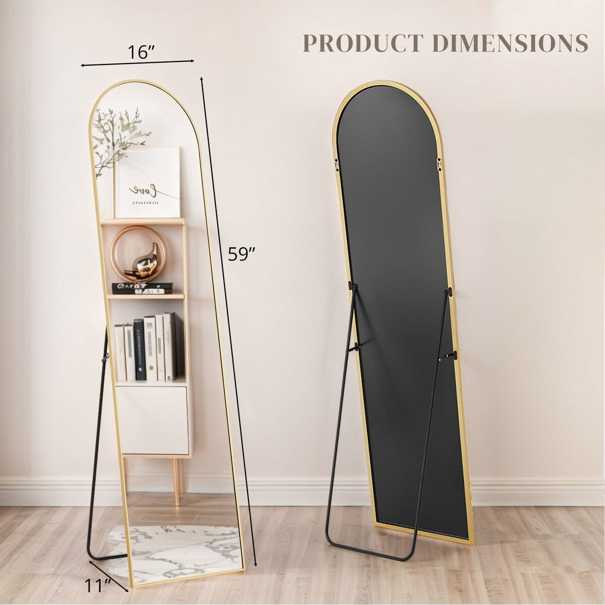 Miroir mural pleine longueur avec verre incassable, sur pied pour chambre ou dressing