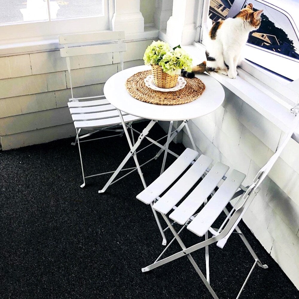 Ensemble bistrot pliant en métal 3 pièces, résistant aux intempéries, pour l'extérieur et l'intérieur, idéal pour la terrasse, la cour et le jardin.