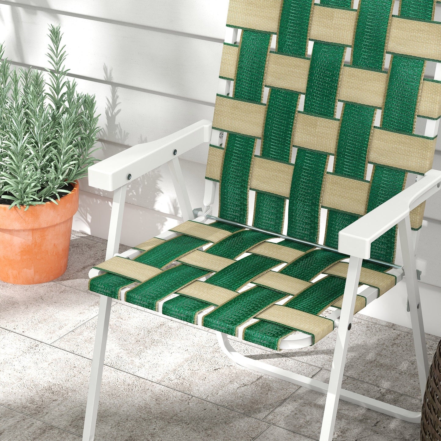 Ensemble de 4 chaises pliantes de patio Outsunny, chaises de camping classiques, chaises de jardin portables pour le camping