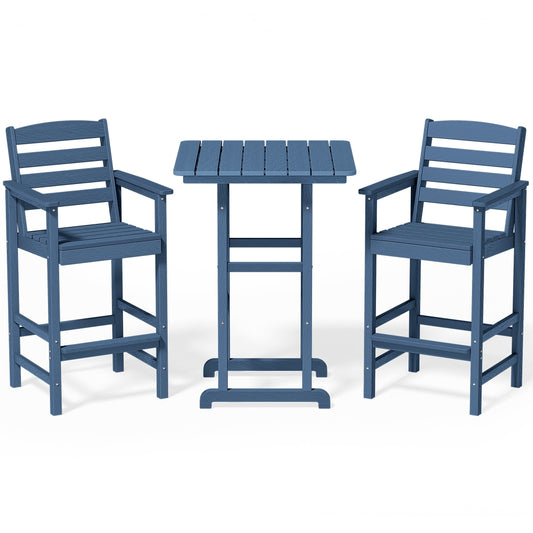 Ensemble de 3 chaises hautes Adirondack en plastique pour patio
