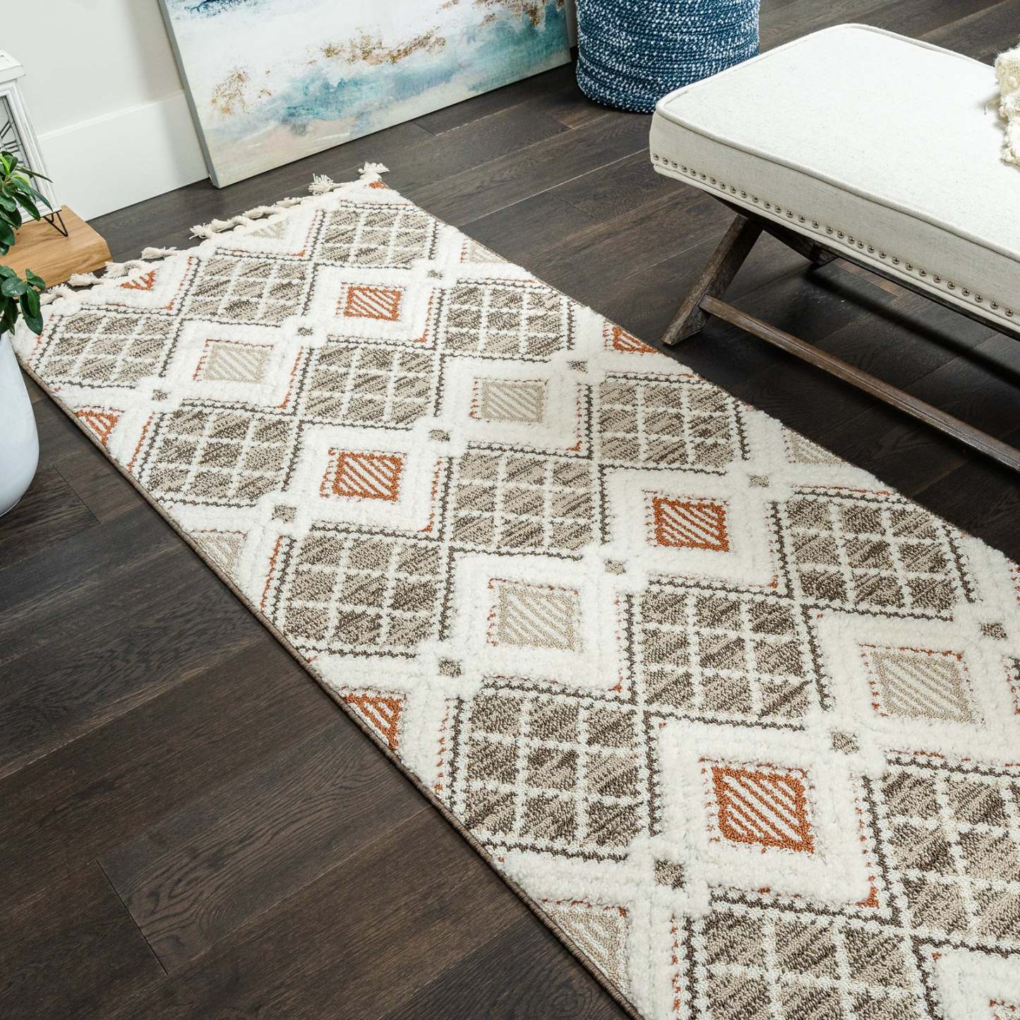 Carpette à poil long Quinto Twinkle orange - 2 pi 7 po x 8 pi