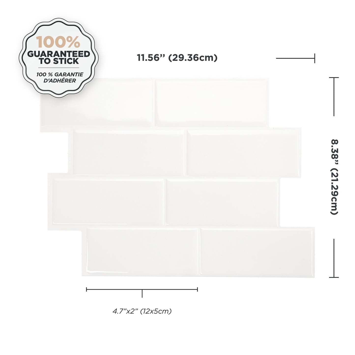 Smart Tiles peler et coller 4 feuilles 12 x 9 dosseret - Metro Blanco