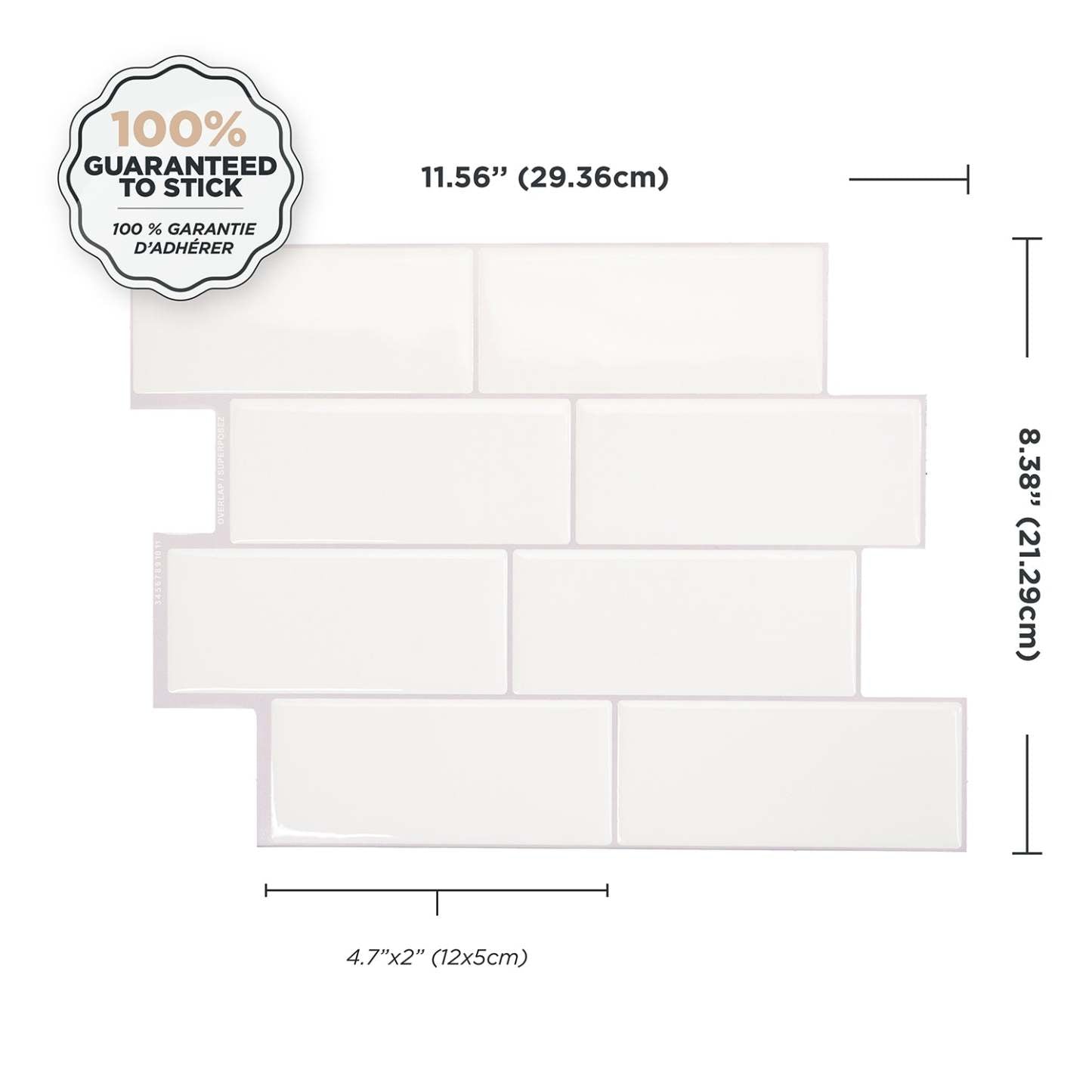 Smart Tiles peler et coller 4 feuilles 12 x 9 dosseret - Metro Campagnola