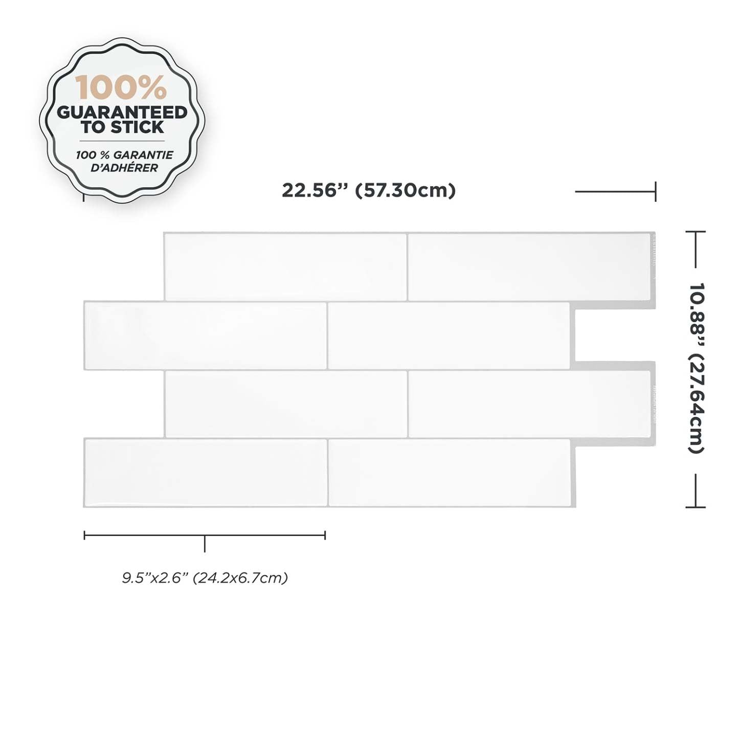 Smart Tiles peler et coller 2 feuilles 23 x 11 Dosseret - Oslo Blanc