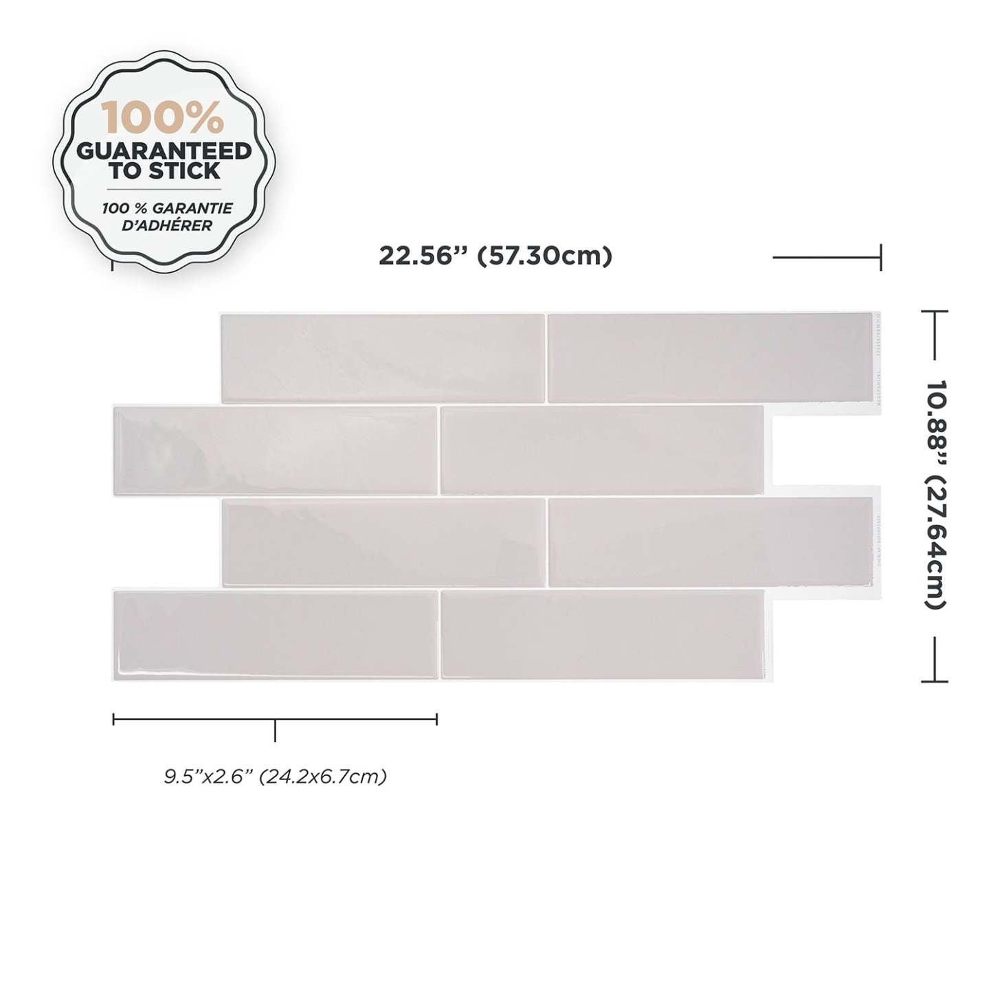 Smart Tiles peler et coller 2 feuilles 23 x 11 Dosseret - Oslo Gris