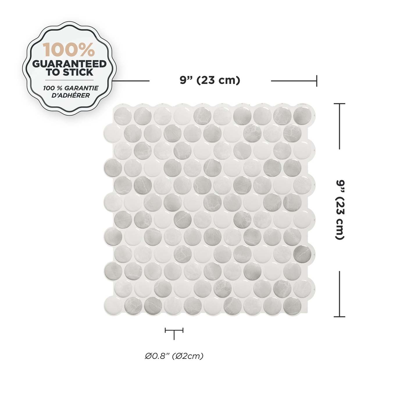 Dosseret Smart Tiles Peel and Stick 4 feuilles 9 x 9 - Penny Roccia|Dosseret Smart Tiles peler et coller 9 x 9, 4 feuilles - Penny Roccia