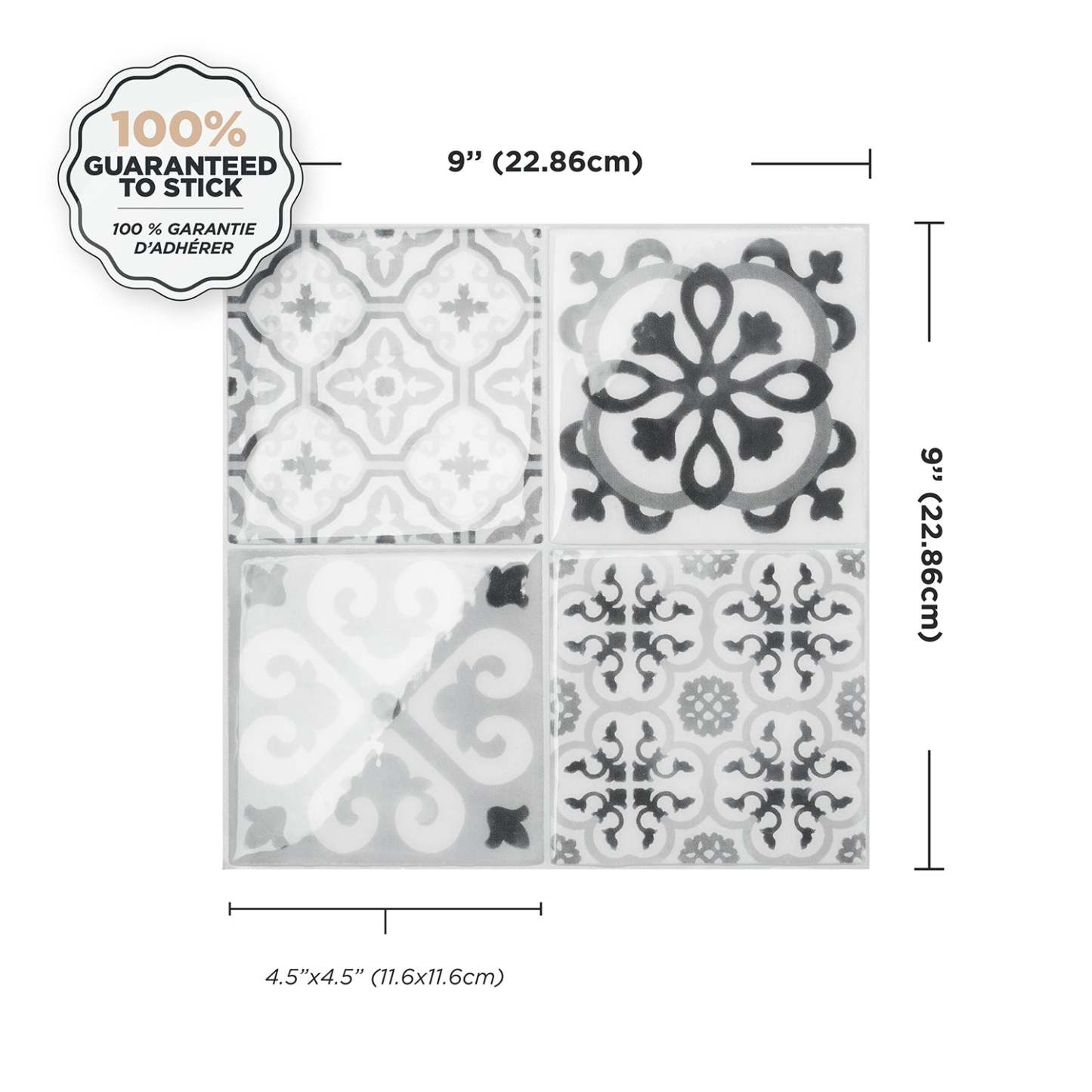 Smart Tiles peler et coller 4 feuilles 9 x 9 dosseret - Vintage Bartoli