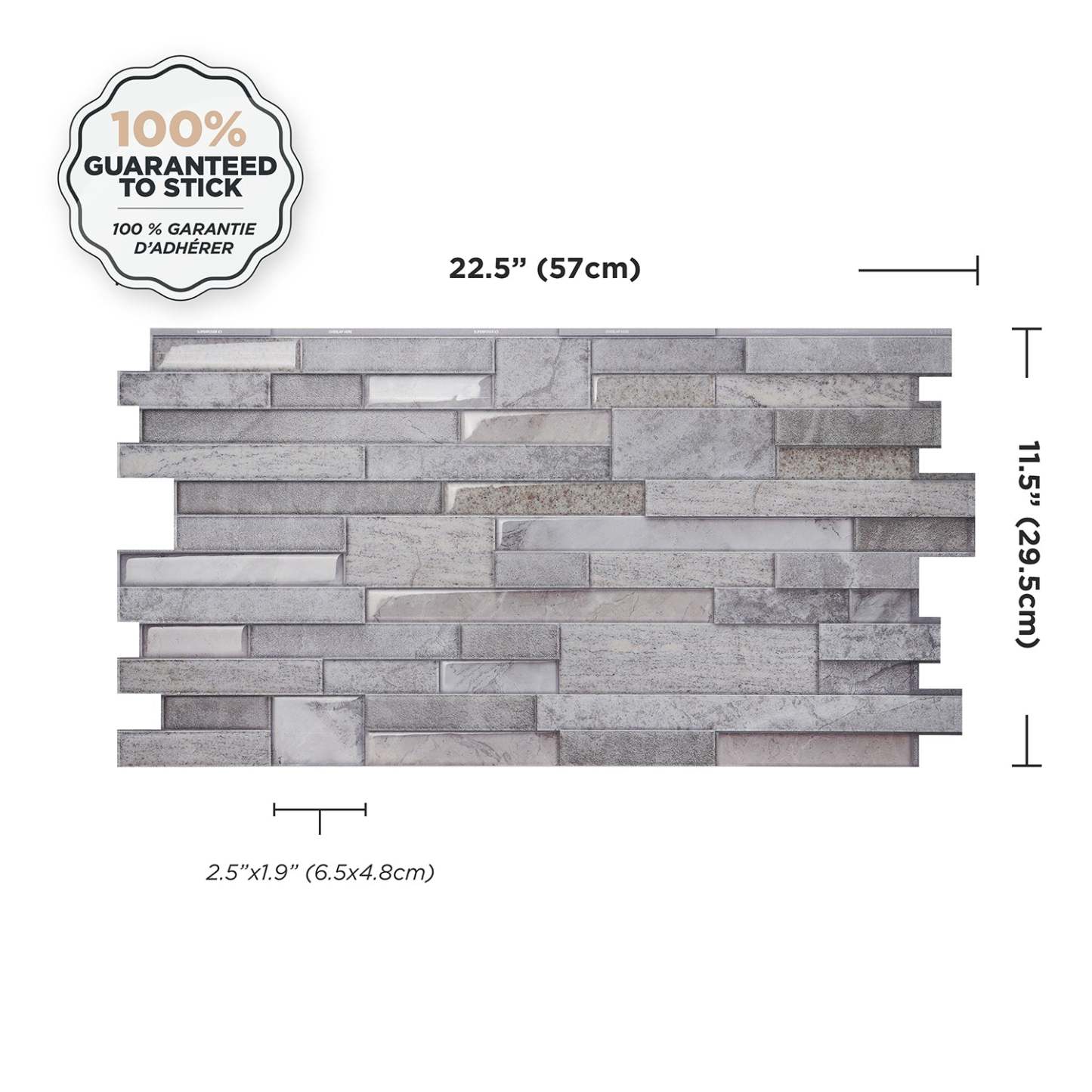Dosseret Smart Tiles Peel and Stick 2 feuilles 23 x 11 - Pietra Pozzuoli|Dosseret Smart Tiles peler et coller 23 x 11, 2 feuilles - Pietra Pozzuoli