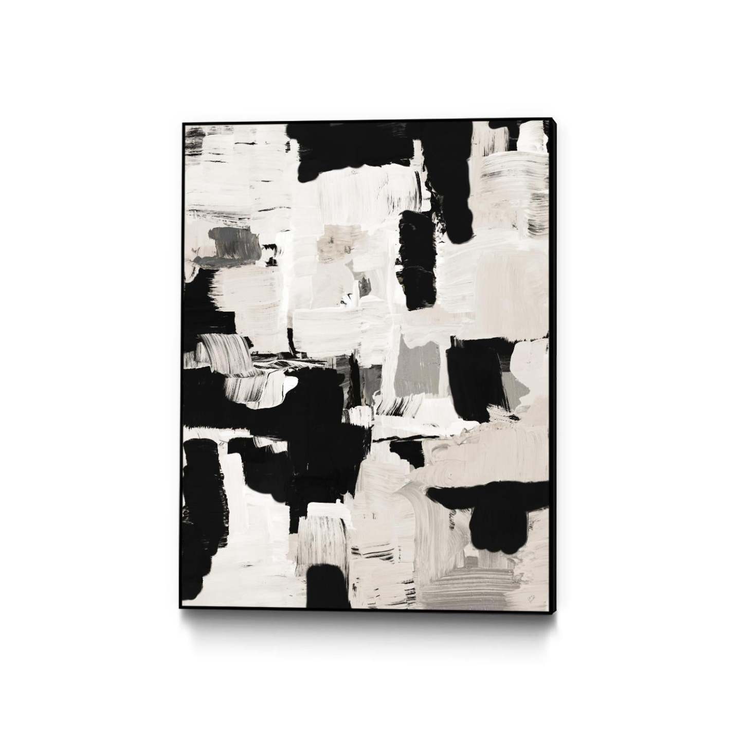 Œuvre d'art murale sur toile encadrée noire « Night Peace Abstract » 24 x 32