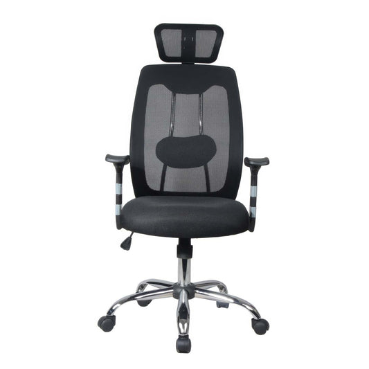 Chaise de bureau ergonomique en maille à dossier haut Tygerclaw avec appui-tête - Noir|Fauteuil de bureau ergonomique en mailles TygerClaw à dossier haut avec appuie-tête - noir