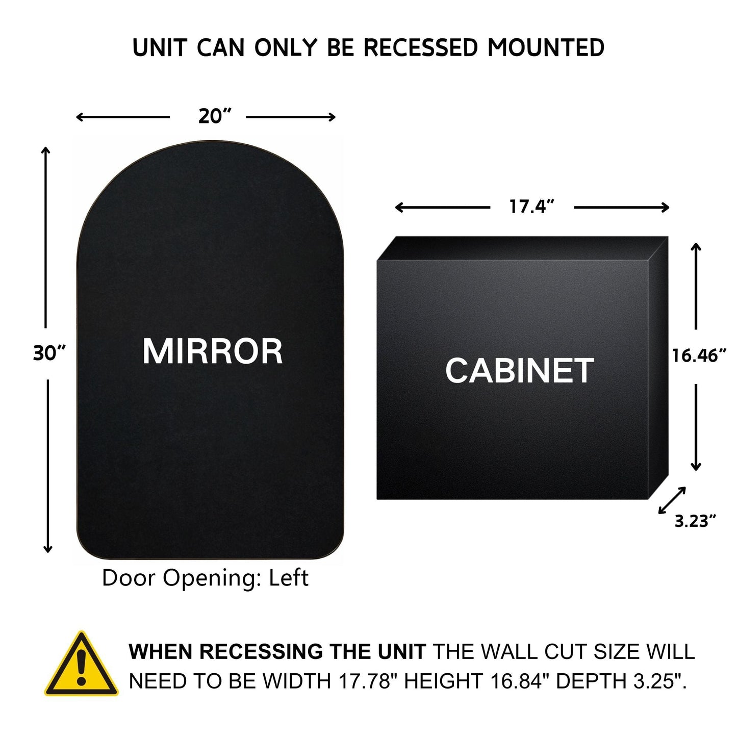 Armoire à pharmacie encastrée avec cadre TEHOME Aristes, miroir et étagères réglables