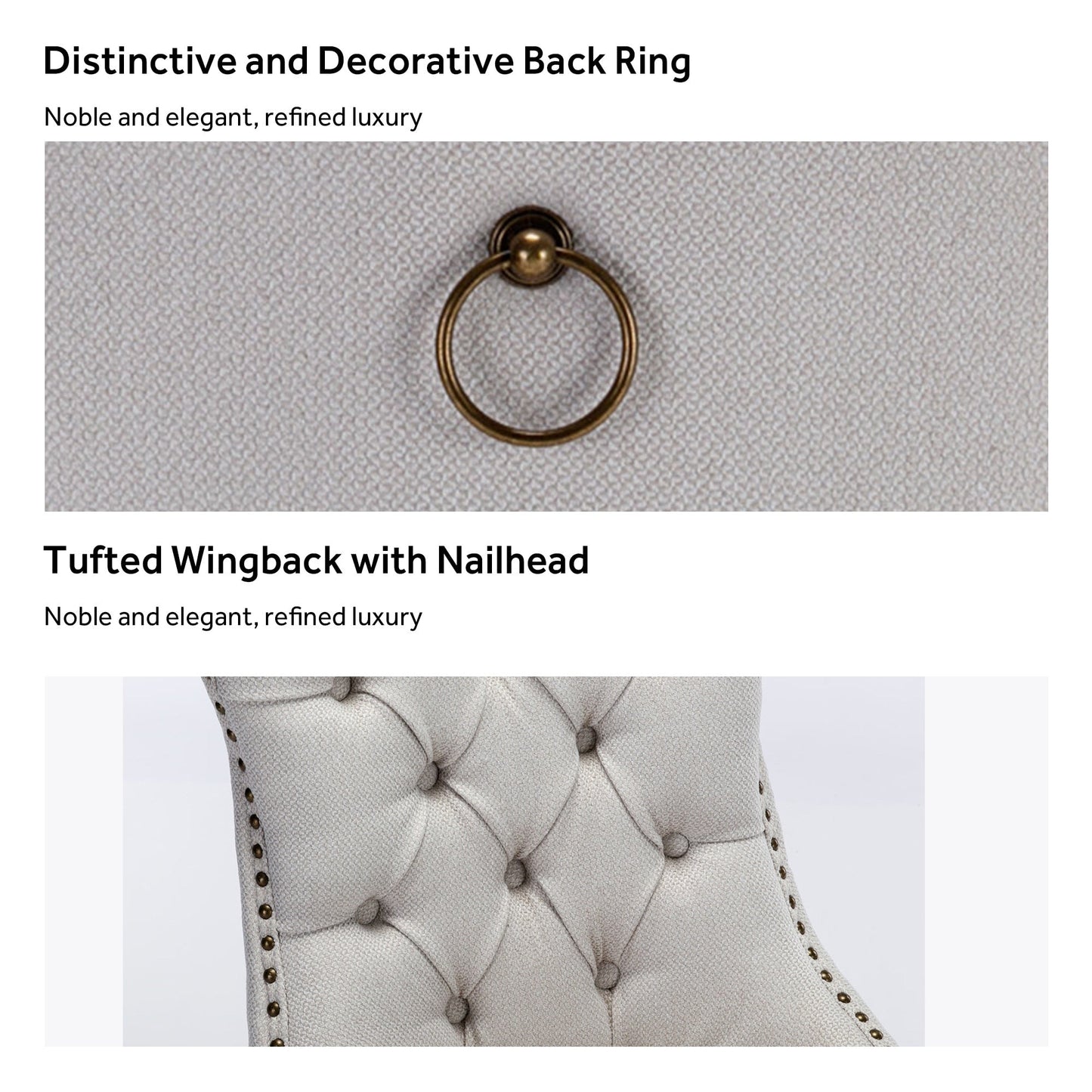 Chaise de salle à manger capitonnée en velours avec pieds en bois massif, lot de 6