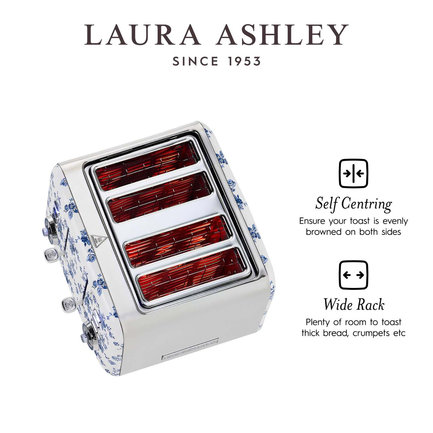 Laura Ashley Grille-pain à 4 tranches, rosier de Chine - VQ_SBT583-LACR-CA