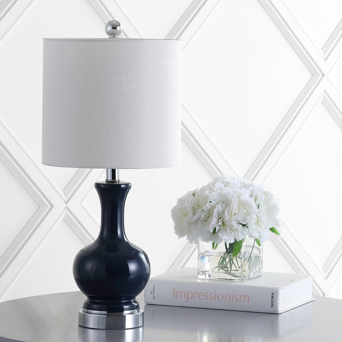 Lampe de table à LED Vermont 22 en verre/métal, blanche (lot de 2) par JONATHAN Y