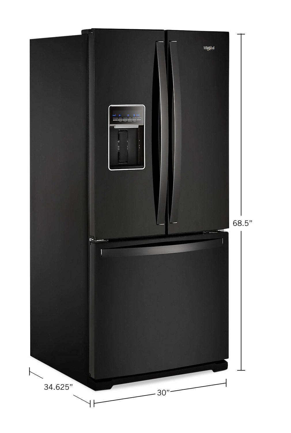 Réfrigérateur Whirlpool de 30 pi³ et de 20 po à portes françaises - noir - WRF560SEHB | Whirlpool 30 20 Cu. Ft. French-Door Refrigerator - Black - WRF560SEHB