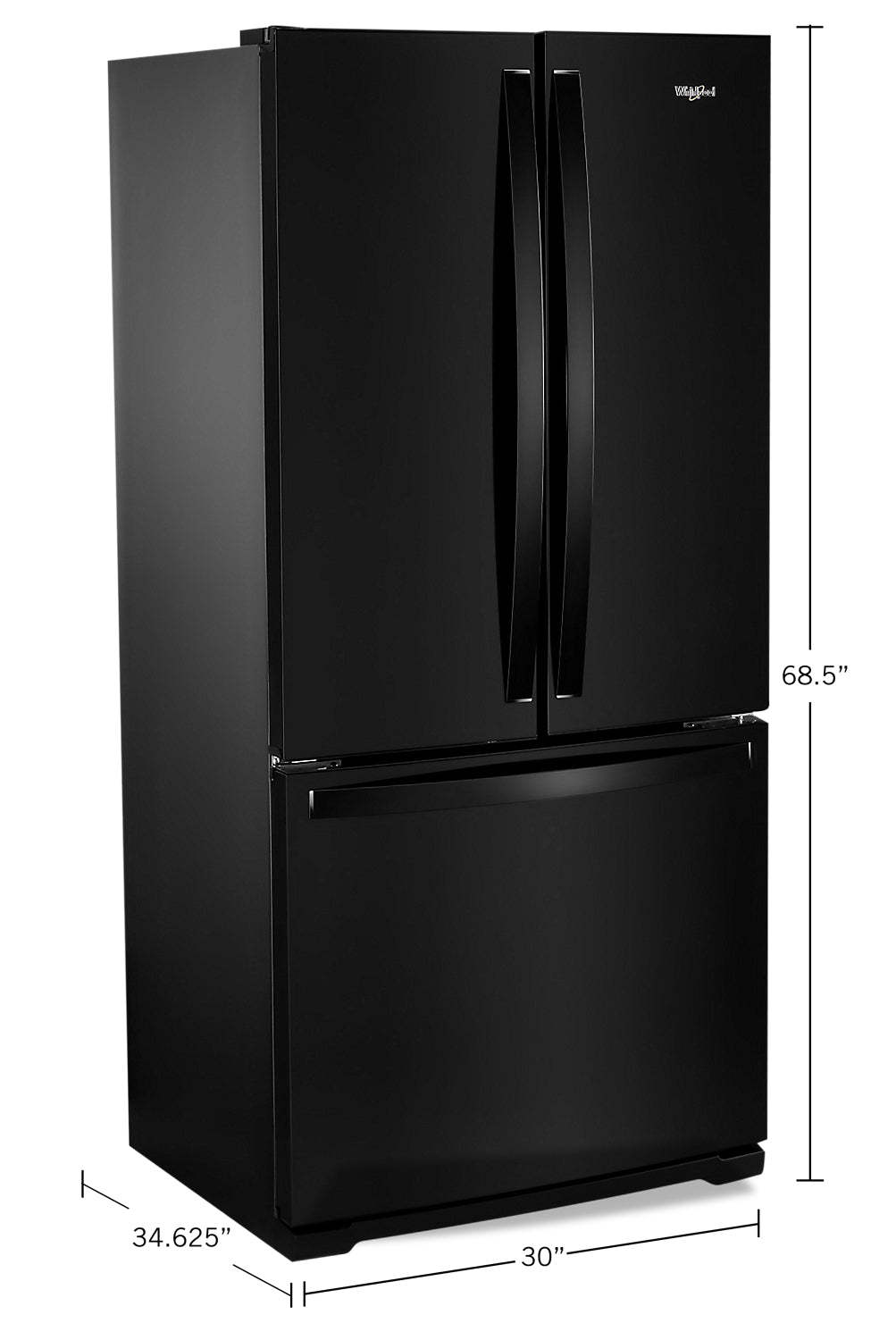Réfrigérateur Whirlpool de 30 pi³ et de 20 po à portes françaises - noir - WRF560SMHB | Whirlpool 30 20 Cu. Ft. French-Door Refrigerator - Black - WRF560SMHB