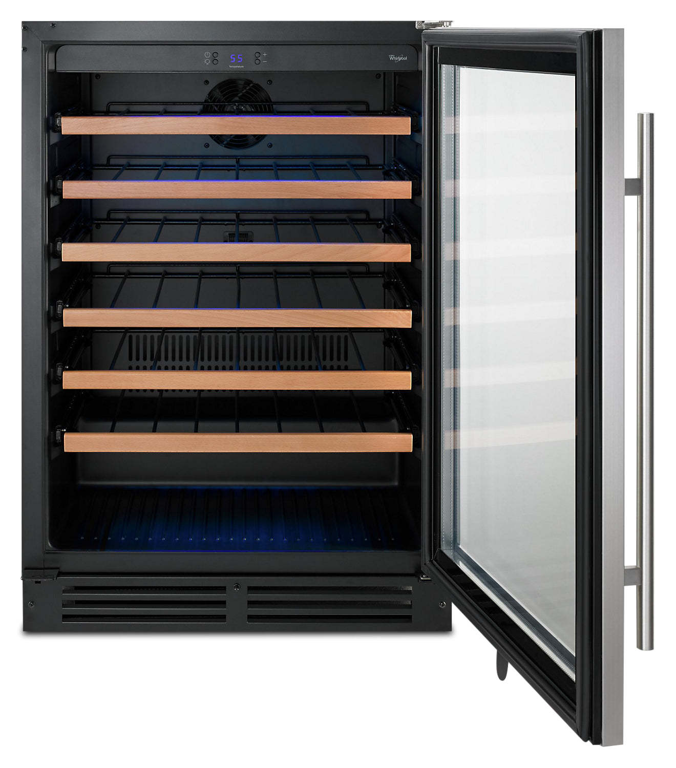 Tourbillon 24 5 Cu. Fort. Réfrigérateur à vin sous le comptoir - Acier inoxydable - WUW35X24DS | Réfrigérateur à vin Whirlpool de 5 pi³ et de 24 po sous le comptoir - acier inoxydable - WUW35X24DS