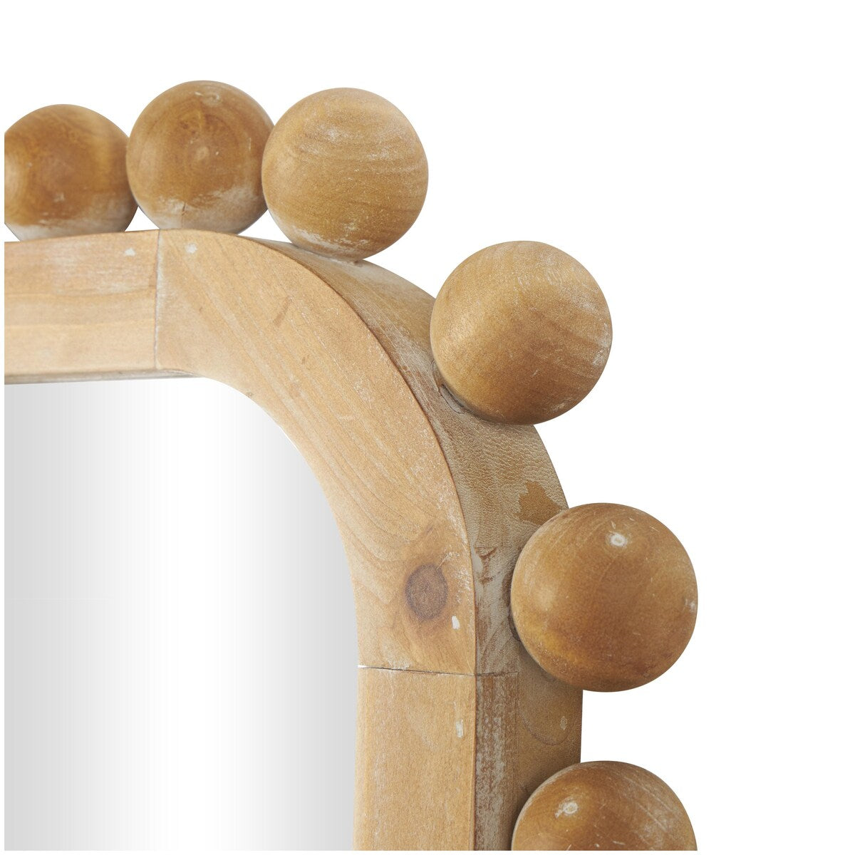 Miroir mural en bois avec cadre perlé - Marron - Roche River Decor