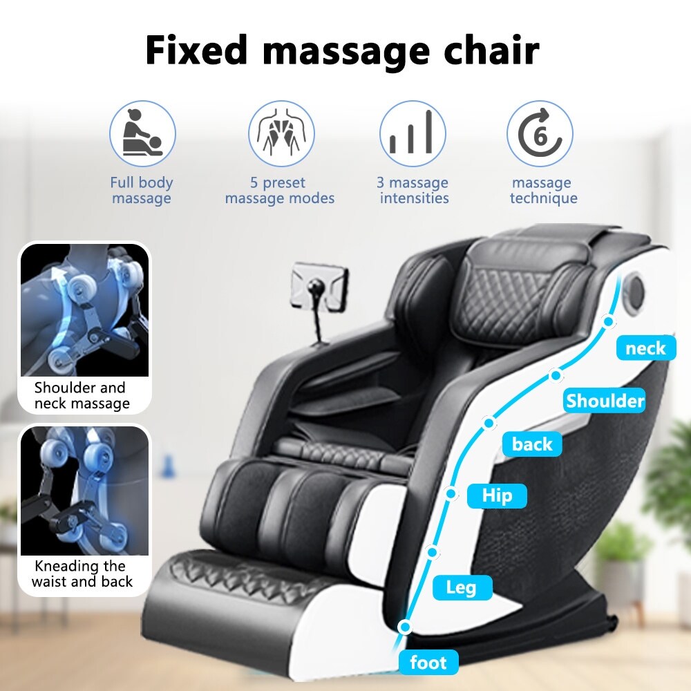 Fauteuil inclinable de massage à gravité zéro avec massage complet du corps, chauffage et audio Bluetooth intégré