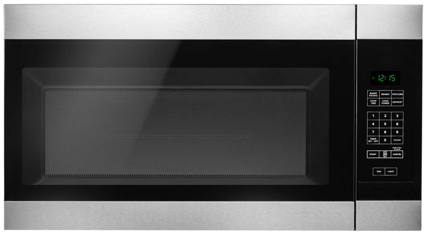 Amana 1,6 Cu. Fort. Micro-ondes à hotte intégrée avec cuisson de 1 000 watts - Noir sur acier inoxydable - YAMV2307PF… | Four à micro-ondes à hotte intégrée Amana de 1,6 pi³ avec cuisson à 1 000 W - noir sur acier inoxyda…