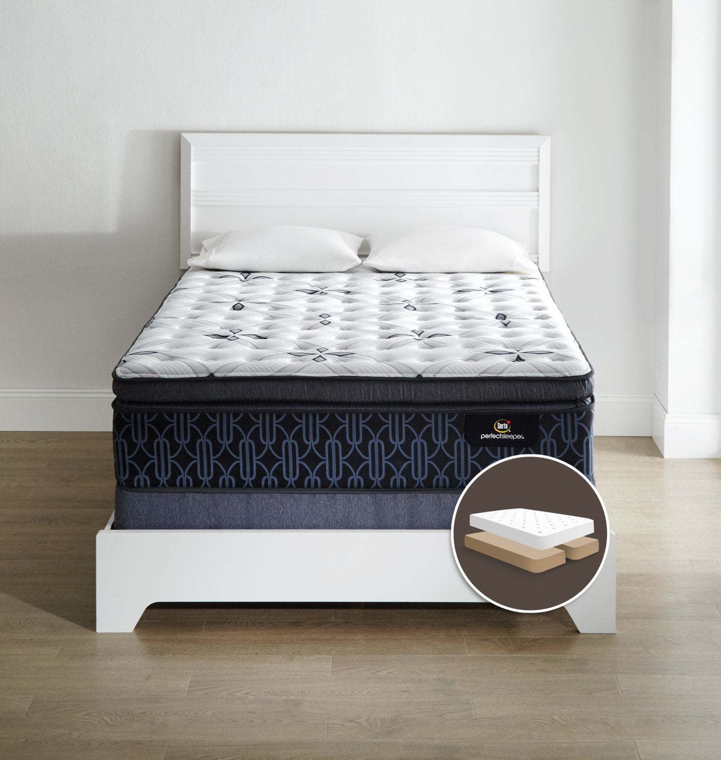 Serta Perfect Sleeper® Mansell Plush Super Pillow-Top Split Queen Mattress Set|Ensemble matelas moelleux plateau-coussin épais divisé Mansell Perfect Sleeper Serta pour grand lit