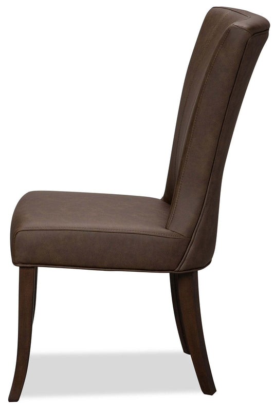 Chaise de salle à manger Bree avec tissu en cuir végétalien - Marron | Chaise de salle à manger Bree en tissu de cuir végétalien - brune
