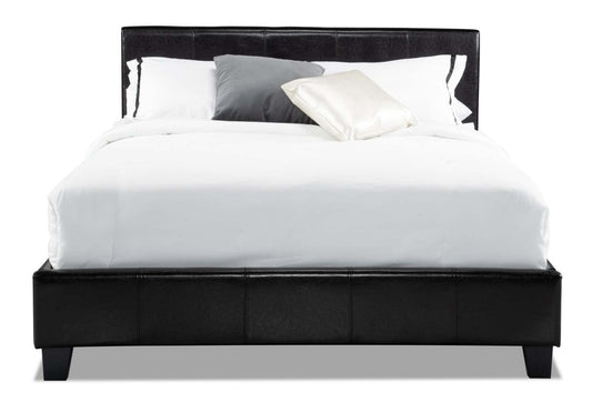 Lit rembourré Chase en tissu de cuir végétalien marron - Queen Size | Lit rembourré Chase en tissu de cuir végétalien brun - format grand lit