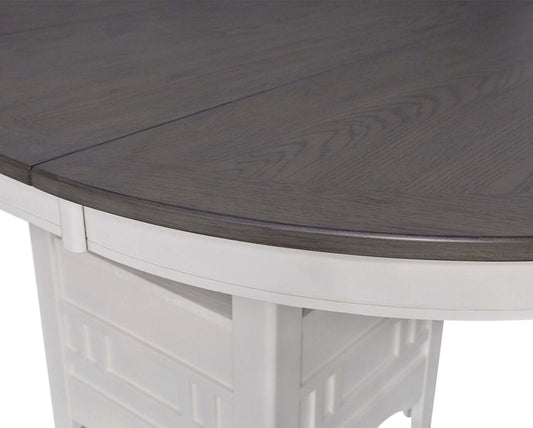 Ensemble de salle à manger Dena 5 pièces avec table et chaises, extension 42-60 W, rond - Gris tourterelle | Ensemble de salle à manger Dena 5 pièces avec table ronde, rallonge de 42 po à 60 po (L) et chaises - gris tourterelle