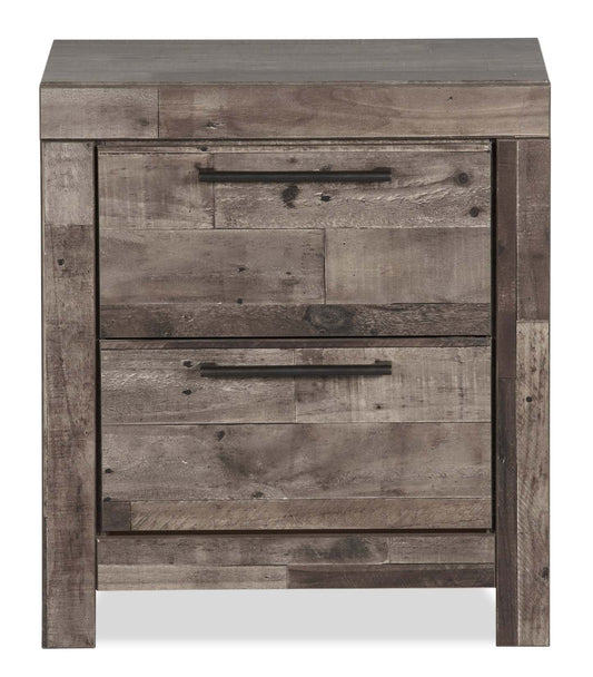 Table de chevet à 2 tiroirs Derekson avec ports USB, 21,7 L x 24,4 H - Gris | Table de nuit Derekson de 21,7 po (L) x 24,4 po (H) à 2 tiroirs avec ports USB - grise