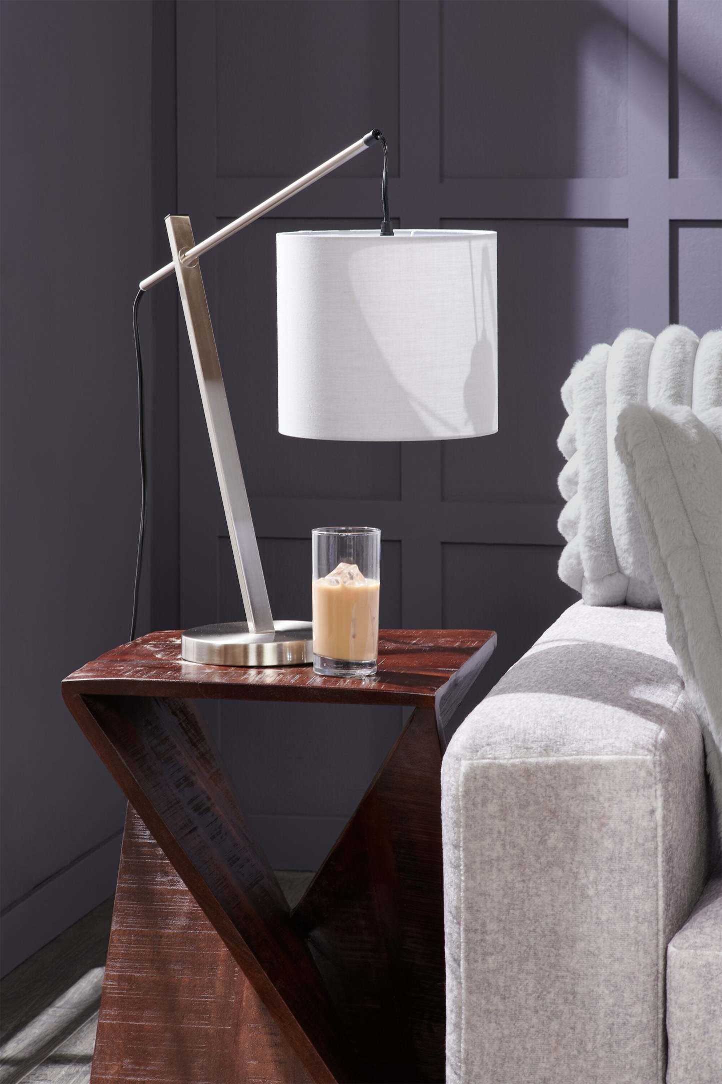 Lampe de table Dexter moderne de 24 po acier brossé