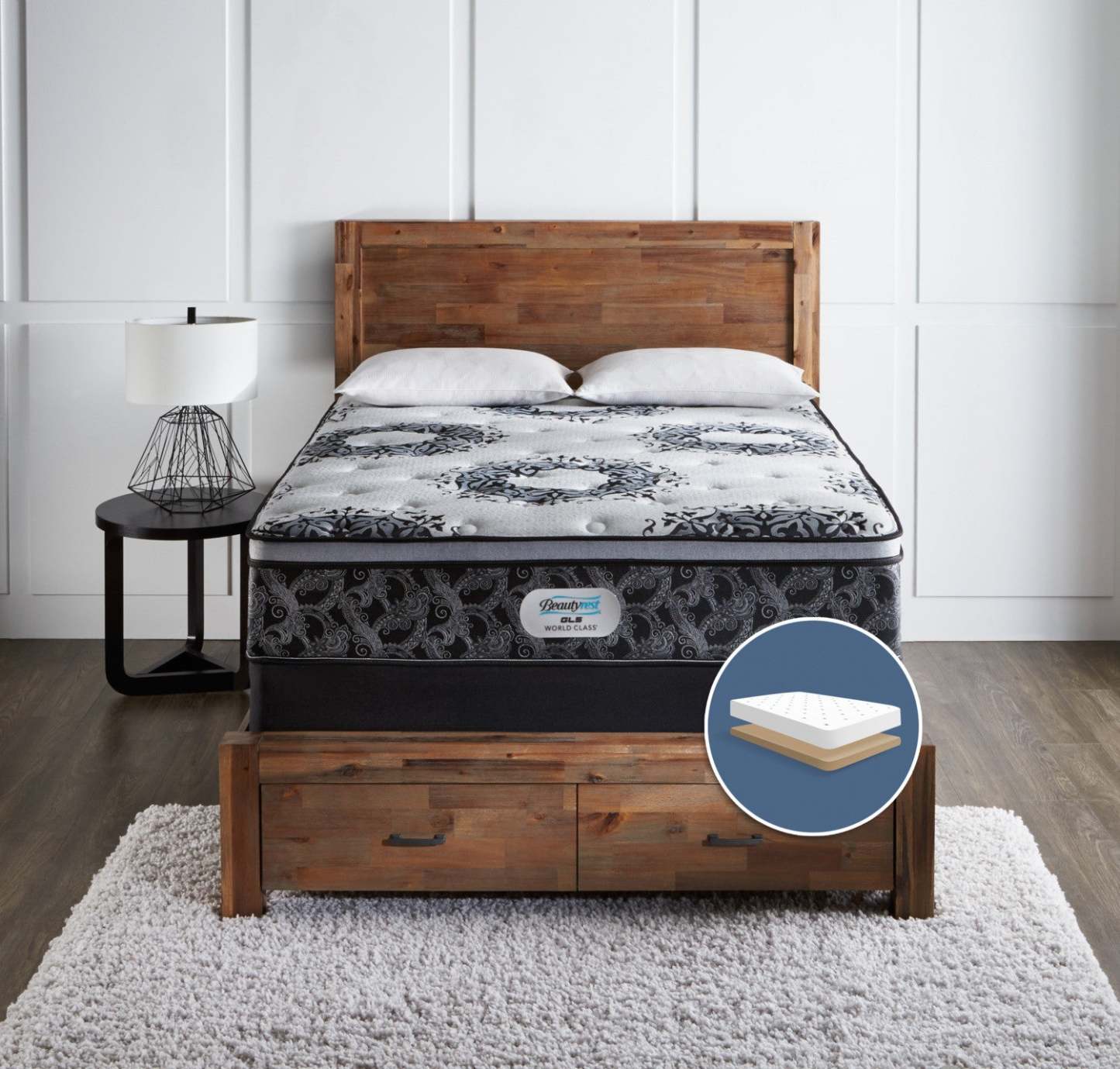 Beautyrest GL5 World Class Axis Euro-Top Firm Low-Profile Queen Mattress Set|Ensemble matelas ferme à Euro-plateau à profil bas GL5 World Class Axis de Beautyrest pour grand lit