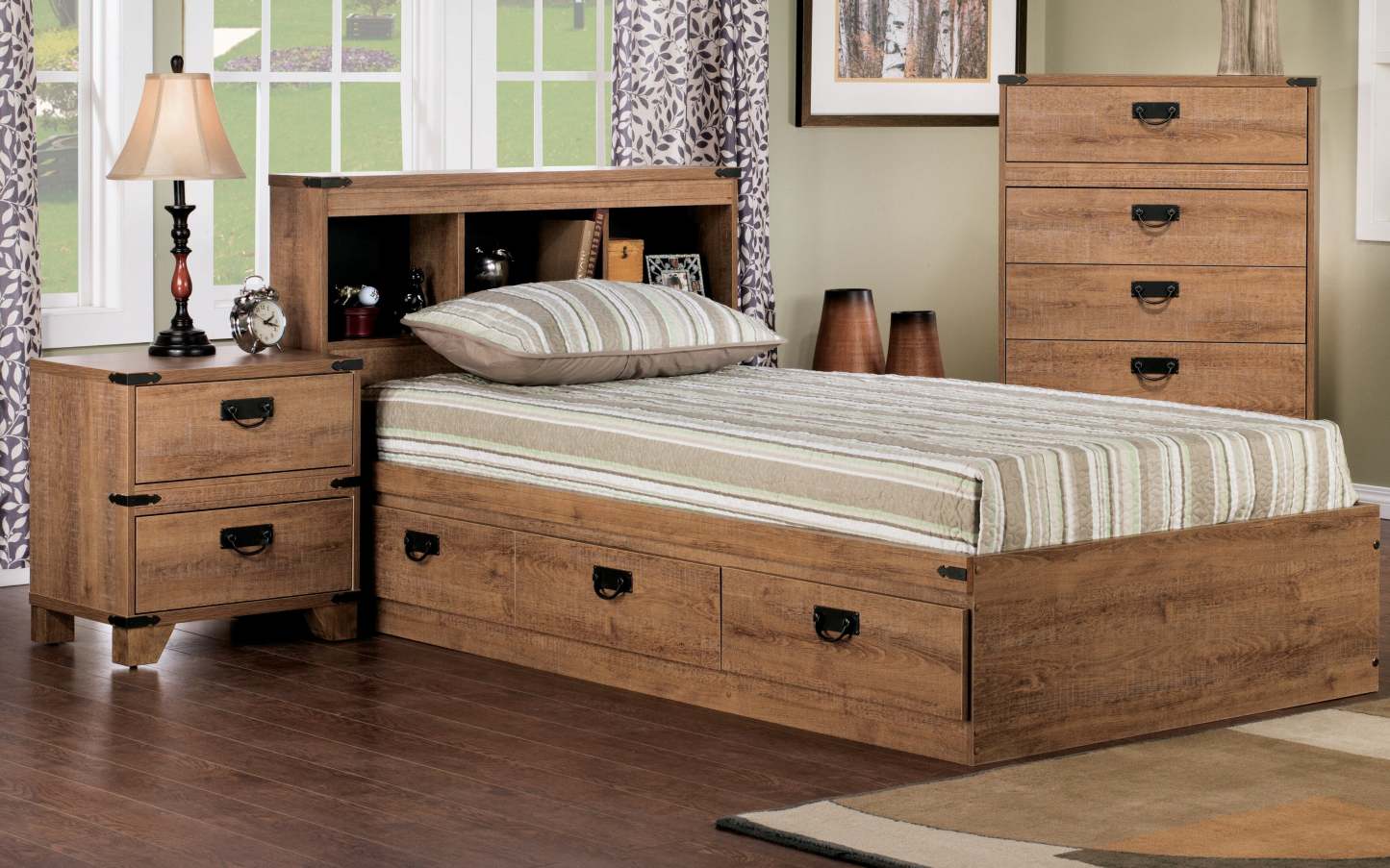 Ensemble de chambre à coucher 2 pièces Driftwood|Ensemble de chambre à coucher Driftwood avec lit matelot et table de nuit|DRIFTMPK2