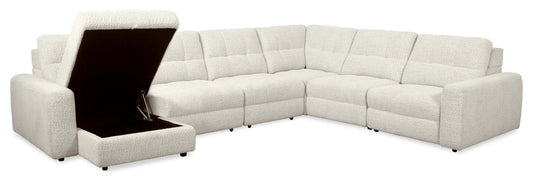 Scott Living Elevate Modular 6-Piece Left-Facing Chenille Fabric Power Reclining and Sliding Sectional - Beige | Canapé sectionnel modulaire à coulissement et inclinaison électriques de gauche Elevate de Scott Living 6 pièces en tissu de chenille - beige