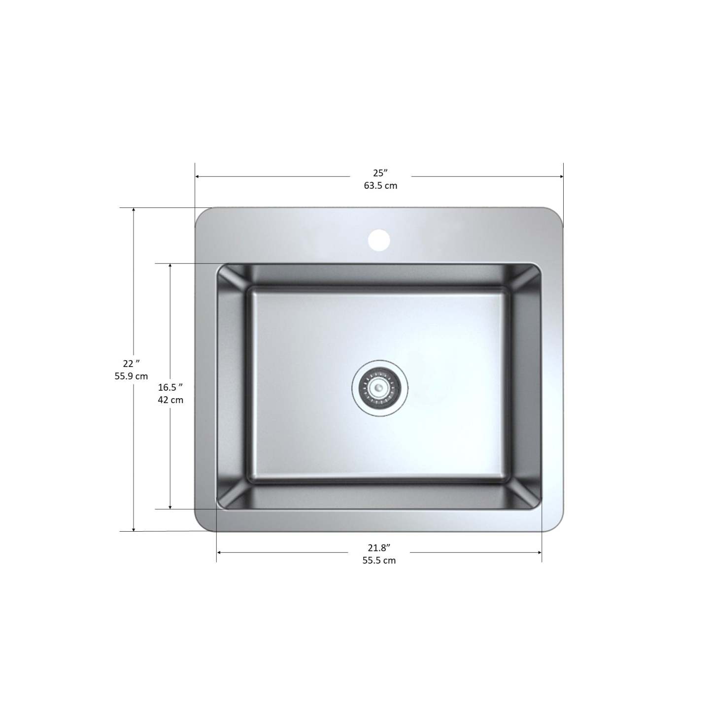 Ancona Valencia Series 25 Compact Dual Mount Kitchen Sink - AN-3340|Évier de cuisine compact sous plan ou en surface Ancona de série Valencia de 25 po - AN-3340|D77GI08B