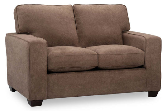 Made in Canada Fiona 58 Chenille Fabric Loveseat with Track Arms - Mocha Brown | Causeuse Fiona de 58 po fabriquée au Canada en tissu de chenille avec accoudoirs rectilignes - brun moka