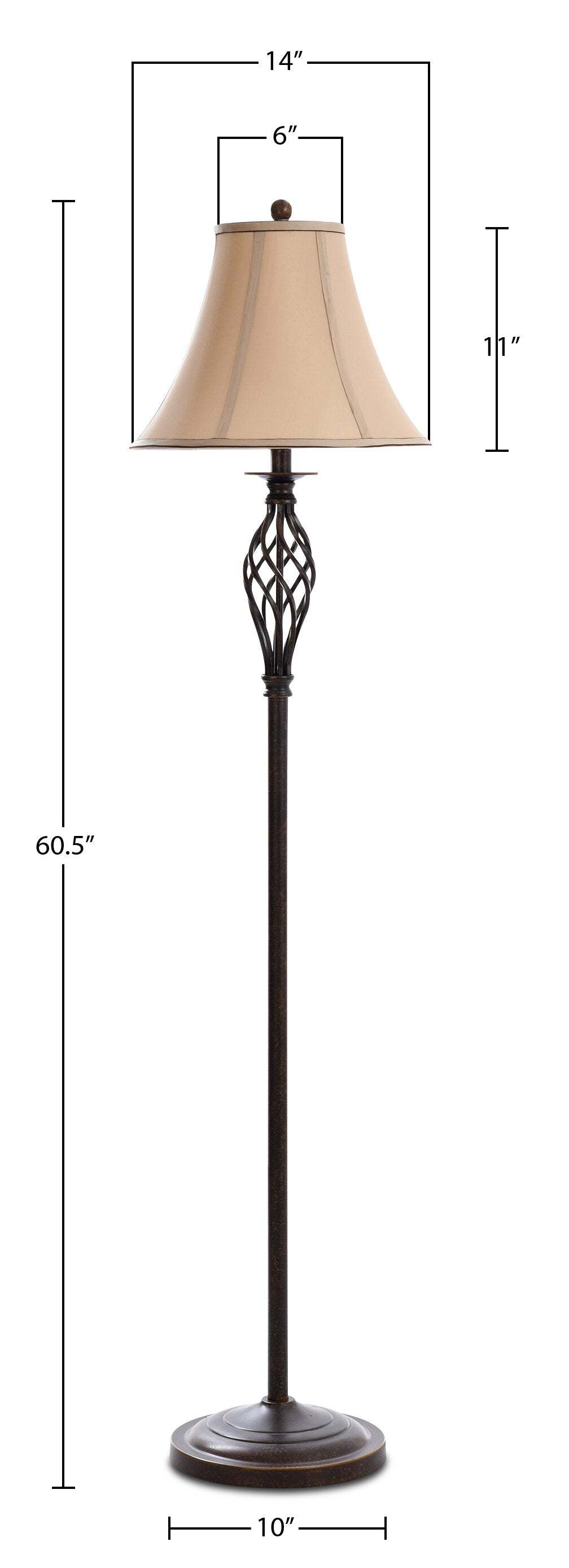 Ensemble 3 pièces Fiona Traditional Antiqued-Bronze, lampadaire et deux lampes de table|Ensemble 3 lampes Fiona traditionnelles bronze antique, 2 lampes de table et 1 lampe à pied