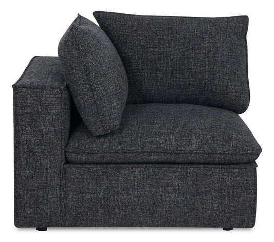 Fusion Modular 41.73 Chaise d'angle en tissu chenille gris anthracite avec coussins de dossier amovibles en plumes | Fauteuil modulaire en coin Fusion de 41,73 po en tissu de chenille gris anthracite avec coussin de dossier amovible en couette et plumes