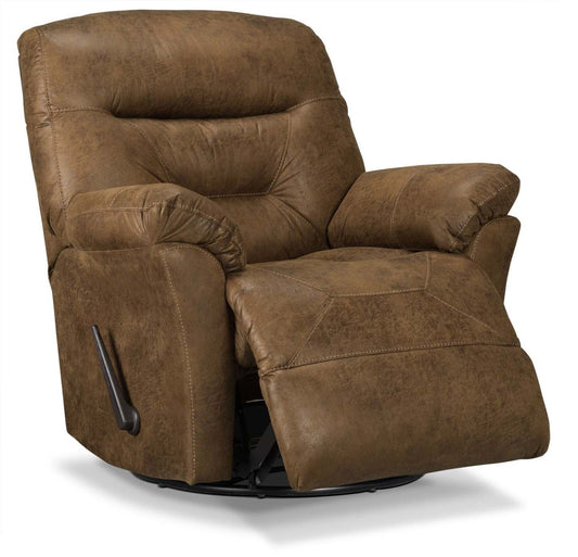 Fauteuil inclinable pivotant 4579 en tissu d'apparence cuir - bière brune