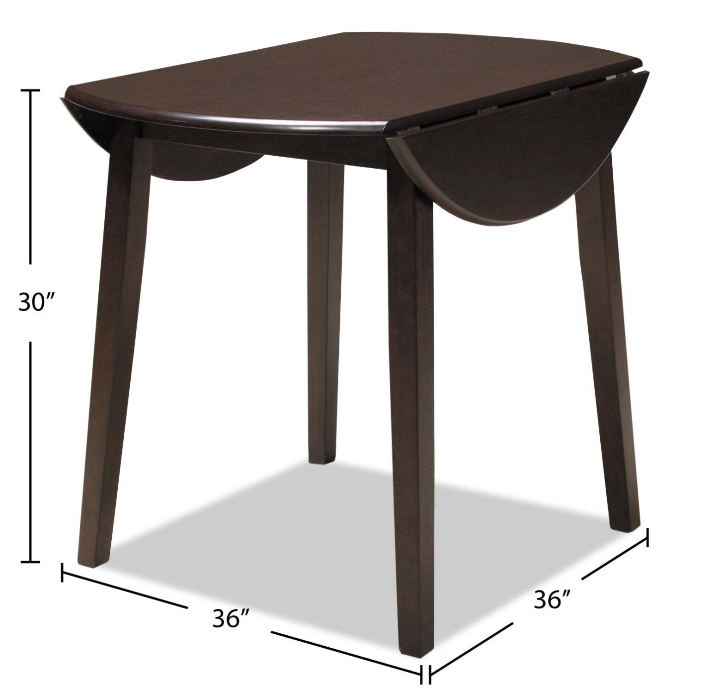 Table de salle à manger à abattant Hammis, ronde 36 W - Marron | Table de salle à manger ronde Hammis de 36 po (L) à abattant - brune