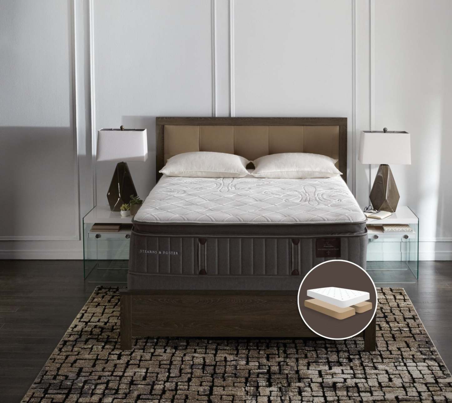 Stearns & Foster Princedale Medium Pillow-Top Split Queen Mattress Set|Ensemble matelas semi-ferme plateau-coussin divisé Princedale de Stearns & Foster pour grand lit