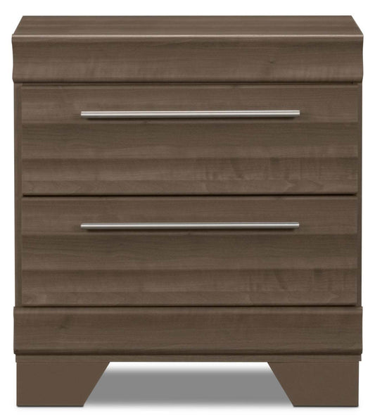 Table de nuit Olivia à 2 tiroirs, 23,5 L x 25,2 H, fabriquée au Canada - Gris | Table de nuit Olivia de 23,5 po (L) x 25,2 po (H) à 2 tiroirs, fabriquée au Canada - grise