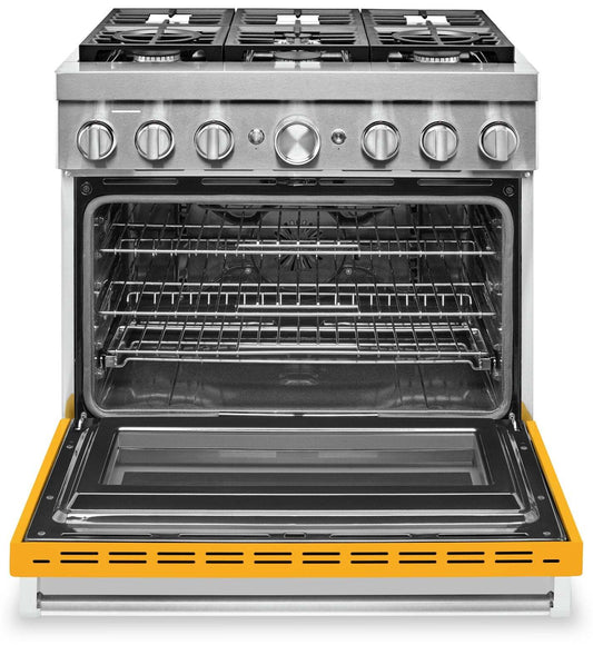 Cuisinière intelligente à gaz KitchenAid de 5,1 pi³ avec nettoyage automatique - poivron jaune - KFGC506JYP