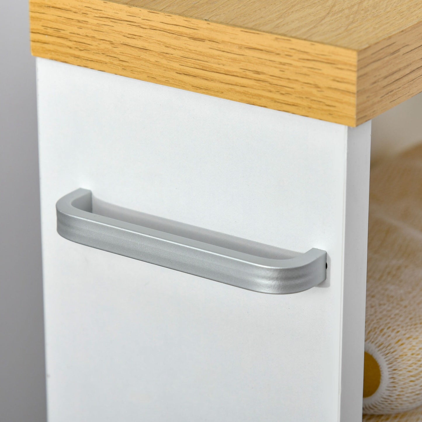 Meuble de salle de bain Kleankin Slim avec roulettes, rangement intégré et étagères en bois, idéal pour les petits espaces, blanc.