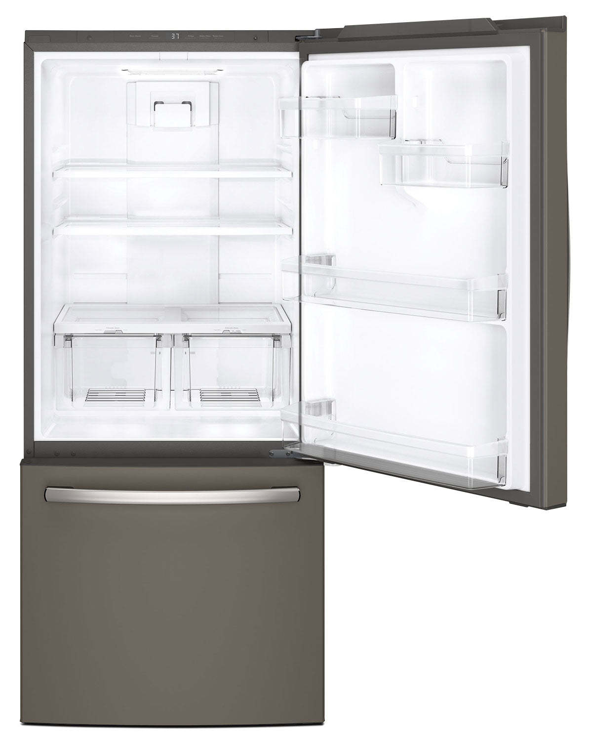 Réfrigérateur GE de 30 20,9 pi³ à congélateur inférieur - ardoise - GDE21DMKES | GE 30 20.9 Cu. Ft. Bottom-Mount Refrigerator - Slate - GDE21DMKES
