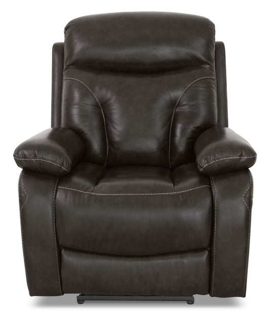 Fauteuil à inclinaison électrique Hayes de 38 po en cuir avec appuie-tête véritable réglable - gris acier