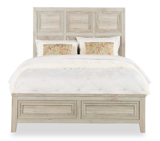 Lit à panneaux Lara avec tête de lit et cadre, gris antique - Queen Size | Lit à panneau Lara avec tête de lit et cadre de lit, gris antique - format grand lit